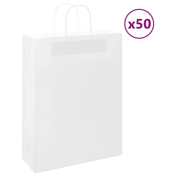 Kraftpapperspåsar 50 st med handtag vit 32x12x42 cm
