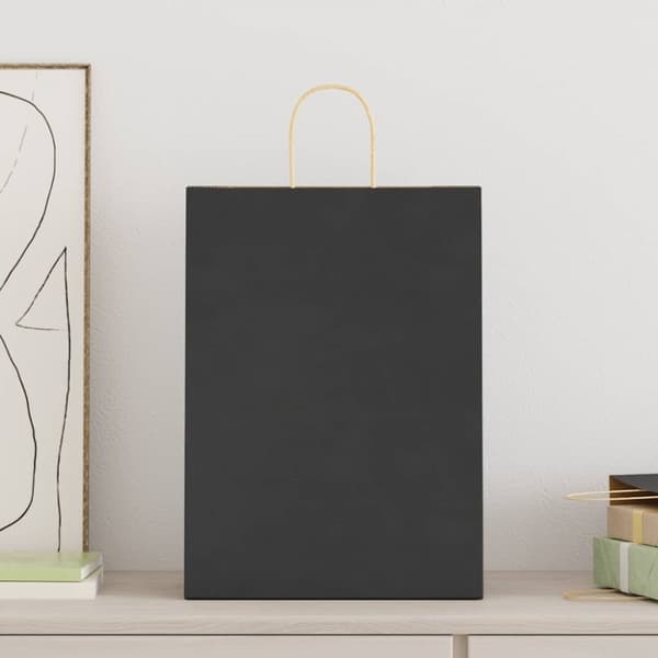 Kraftpapperspåsar 250 st med handtag svart 32x17x44 cm