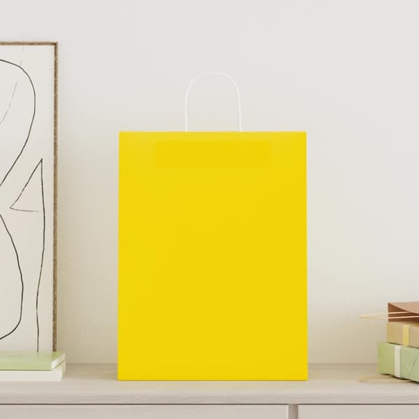 Kraftpapperspåsar 250 st med handtag gul 32x12x42 cm