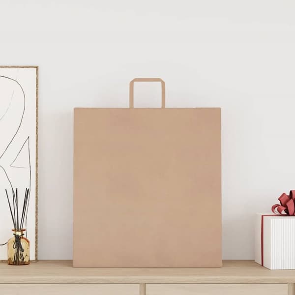 Kraftpapperspåsar 50 st med handtag brun 45x17x48 cm