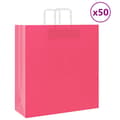 Miniatyrbild 1 av 2: Kraftpapperspåsar 50 st med handtag rosa 45x17x48 cm
