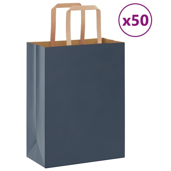 Kraftpapperspåsar 50 st med handtag blå 21x11x28 cm