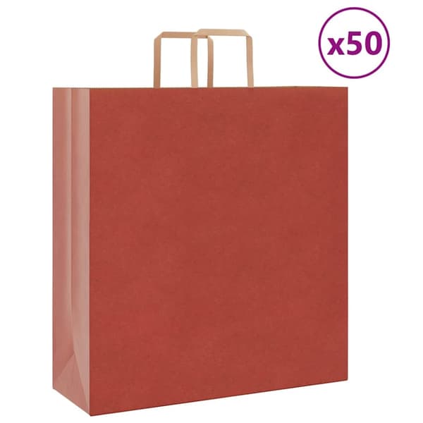 Kraftpapperspåsar 50 st med handtag röd 45x17x48 cm