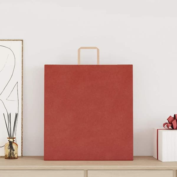 Kraftpapperspåsar 250 st med handtag röd 45x17x48 cm