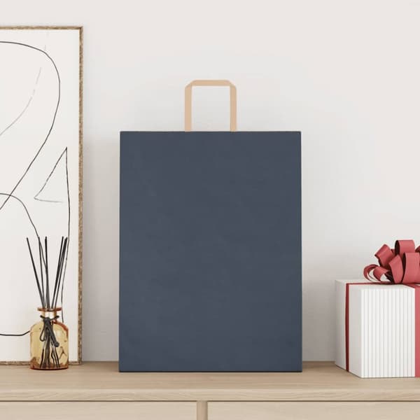 Kraftpapperspåsar 250 st med handtag blå 32x12x42 cm