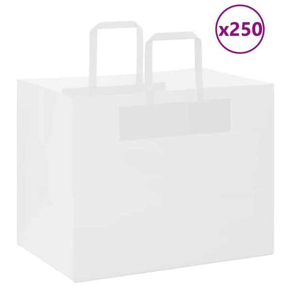 Kraftpapperspåsar 250 st med handtag vit 32x22x24 cm