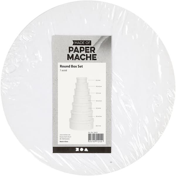 Runda Pappaskar - Dia. 8,5 - 21,5 cm - Vit - 7 st