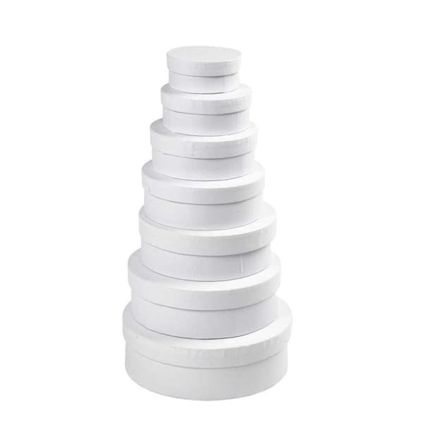 Runda Pappaskar - Dia. 8,5 - 21,5 cm - Vit - 7 st