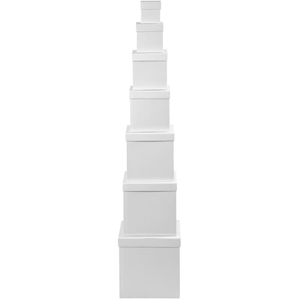 Askar - Fyrkantiga -  H: 7,5 - 23 cm - Vit - 7 st