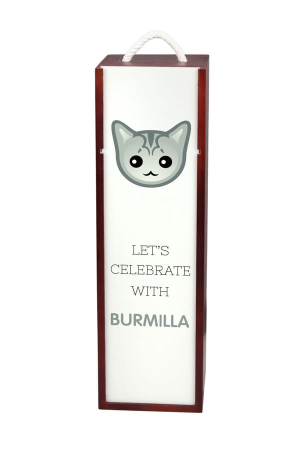 Burmilla - vinkasse med grafik og Art-Dog-mærket inskription