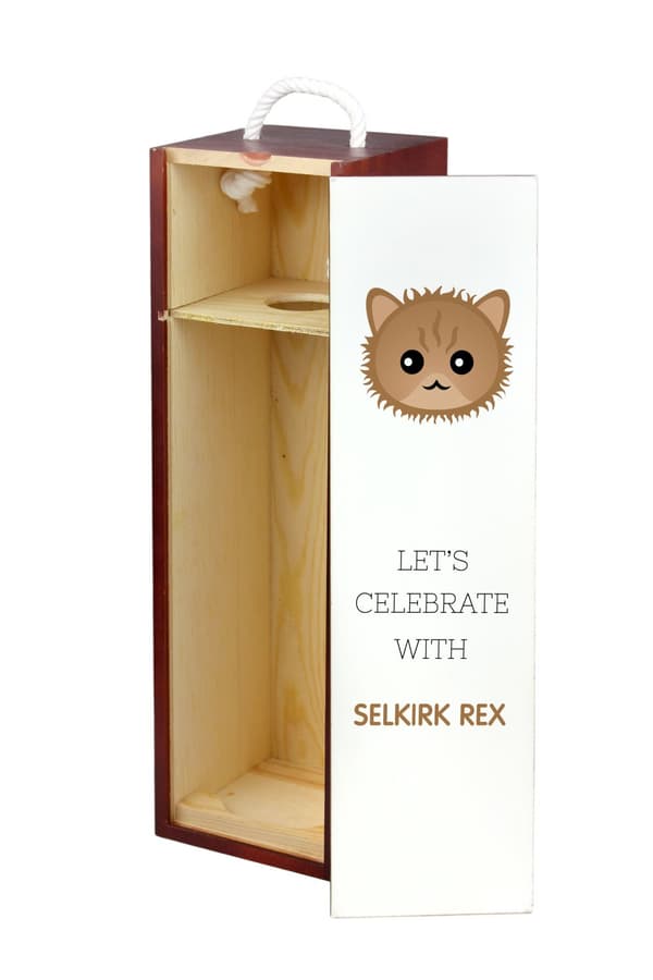 Selkirk Rex - vinkasse med grafik og Art-Dog-mærket inskription