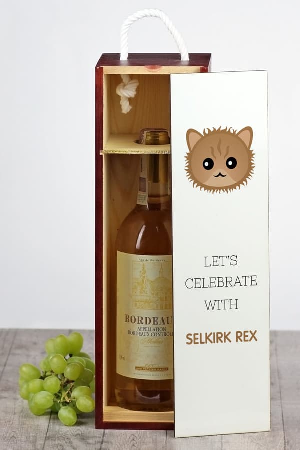 Selkirk Rex - vinkasse med grafik og Art-Dog-mærket inskription