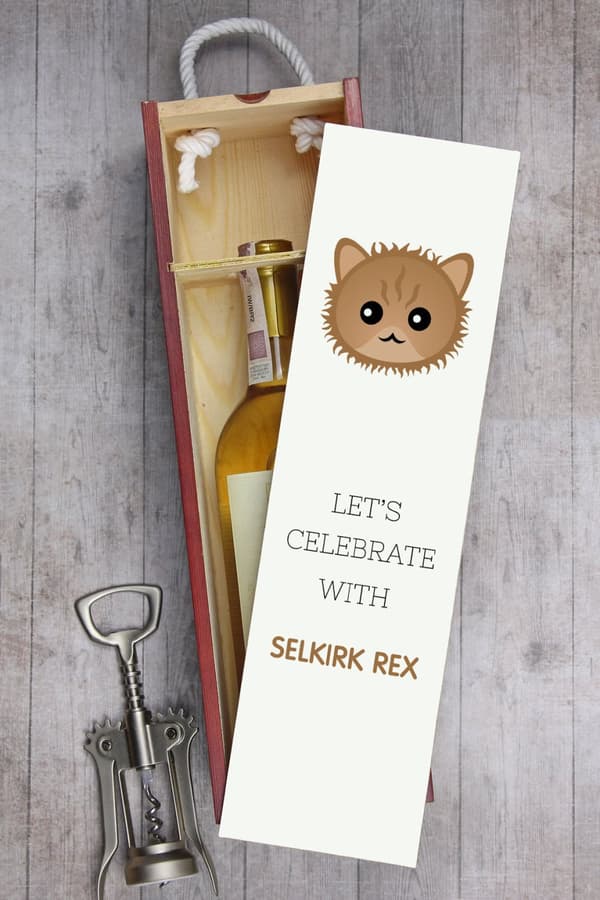 Selkirk Rex - vinkasse med grafik og Art-Dog-mærket inskription