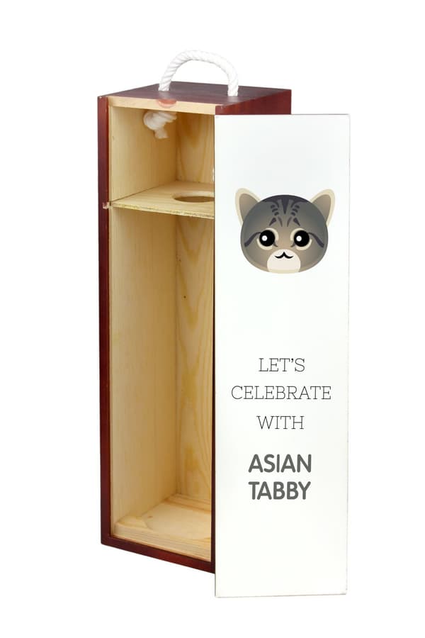 Asiatisk tabby - vinlåda med grafik och inskriptionen av varumärket Art-Dog