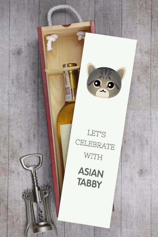 Asiatisk tabby - vinlåda med grafik och inskriptionen av varumärket Art-Dog