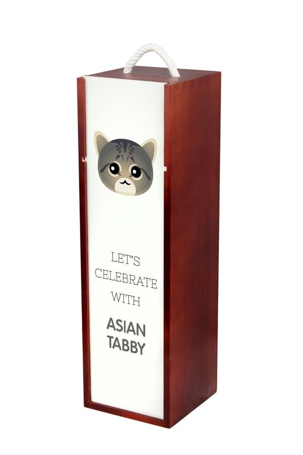 Asiatisk tabby - vinlåda med grafik och inskriptionen av varumärket Art-Dog