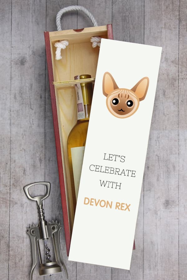 Devon Rex - vinkasse med grafik og Art-Dog-mærket inskription