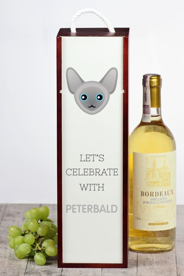 Peterbald - vinlåda med grafik och Art-Dog-märkets inskription