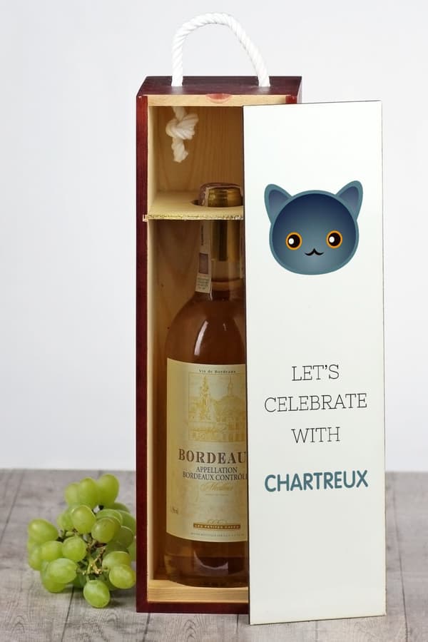 Chartreux - vinkasse med grafik og Art-Dog-mærket inskription