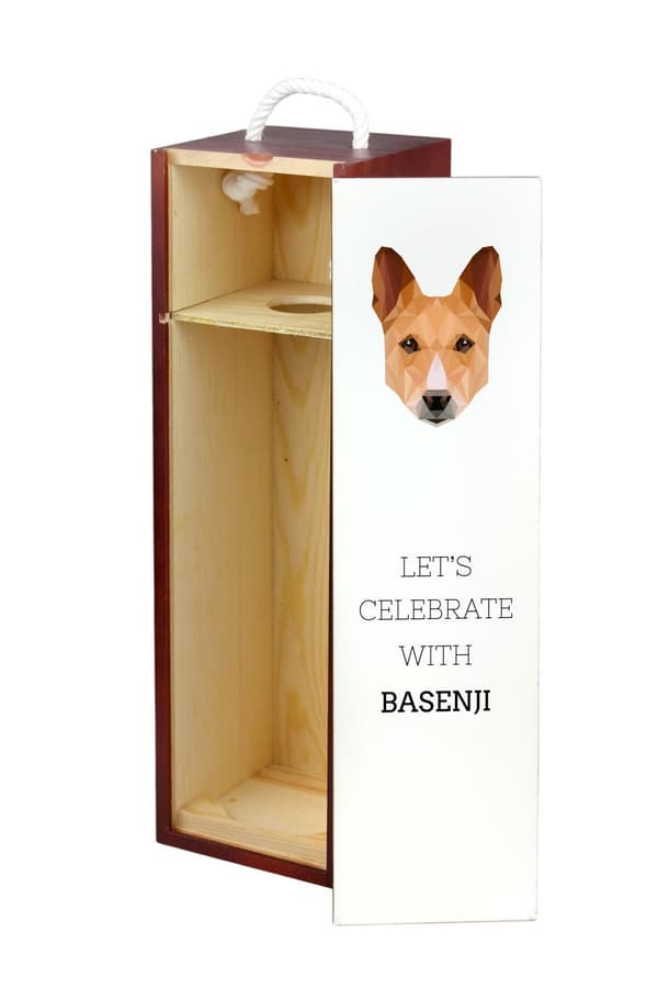 Basenji, Basenji, Kongon koira - geometrinen laatikko, jossa on valokuva ja kirjoitus viinille Art-Dogilta