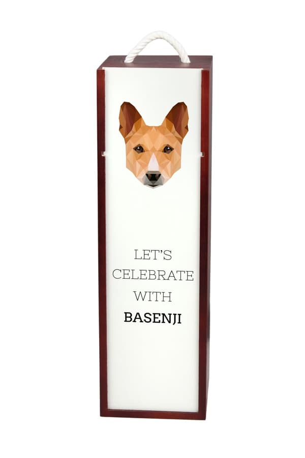 Basenji, Basenji, Kongon koira - geometrinen laatikko, jossa on valokuva ja kirjoitus viinille Art-Dogilta
