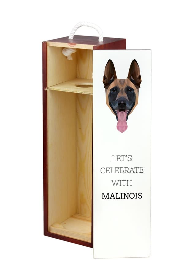 Malinois belgisk hyrde - geometrisk æske med et foto og inskription for vin af Art-Dog