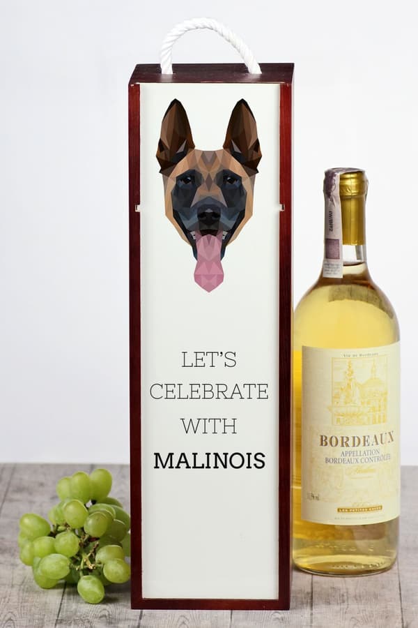 Malinois belgisk hyrde - geometrisk æske med et foto og inskription for vin af Art-Dog
