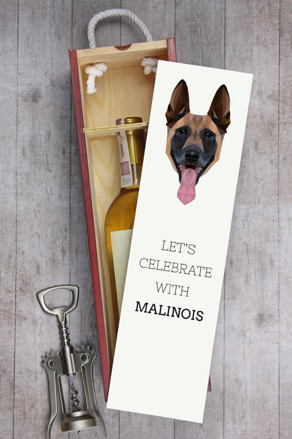 Malinois belgisk hyrde - geometrisk æske med et foto og inskription for vin af Art-Dog