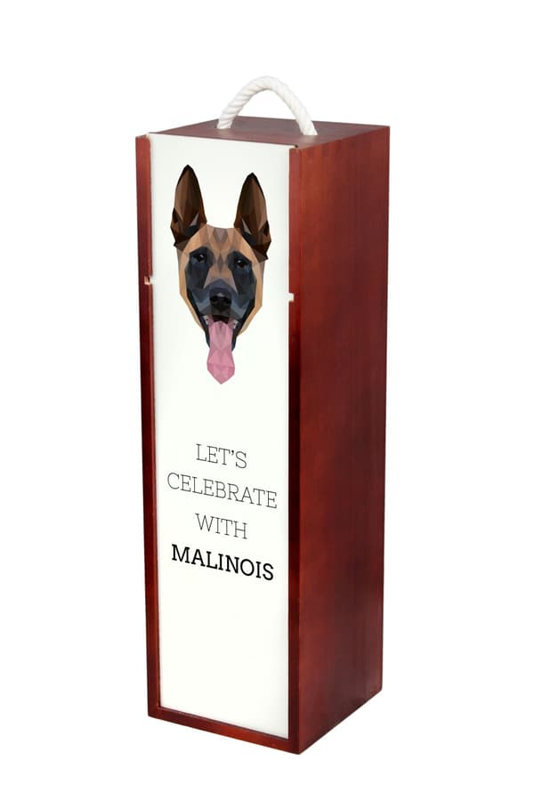 Malinois belgisk hyrde - geometrisk æske med et foto og inskription for vin af Art-Dog