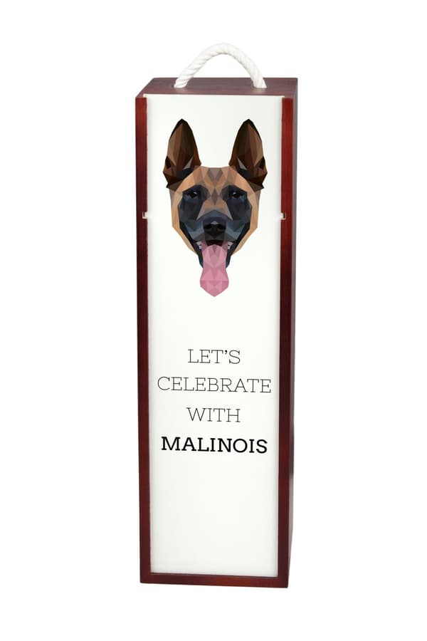 Malinois belgisk hyrde - geometrisk æske med et foto og inskription for vin af Art-Dog