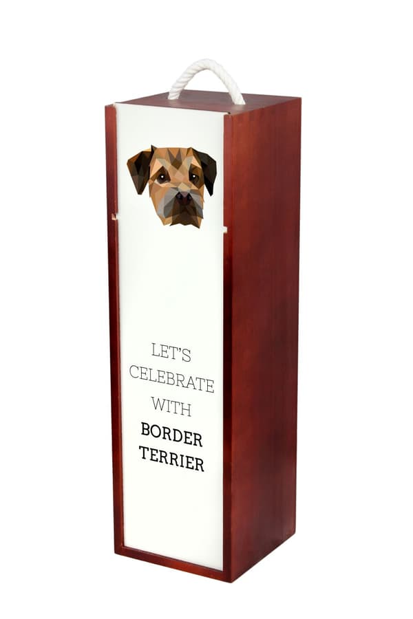 Borderterrieri - geometrinen laatikko, jossa on valokuva ja kirjoitus Art-Dog -viinille