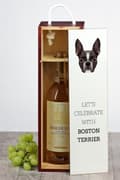 Miniatyrbild 5 av 6: Boston Terrier, Boston Bull Terrier - en geometrisk låda med ett foto och en inskription för Art-Dog vin