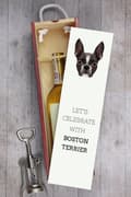 Miniatyrbild 6 av 6: Boston Terrier, Boston Bull Terrier - en geometrisk låda med ett foto och en inskription för Art-Dog vin