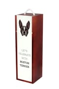 Miniatyrbild 2 av 6: Boston Terrier, Boston Bull Terrier - en geometrisk låda med ett foto och en inskription för Art-Dog vin