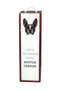 Miniatyrbild 1 av 6: Boston Terrier, Boston Bull Terrier - en geometrisk låda med ett foto och en inskription för Art-Dog vin
