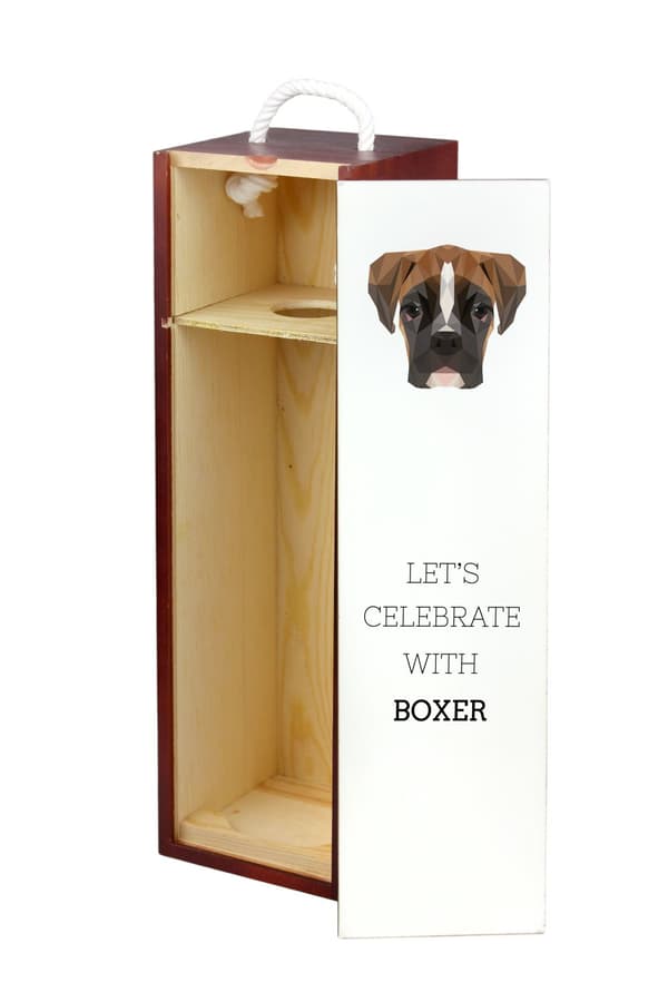 Boxer, Boxer III - en geometrisk låda med ett foto och en inskription för Art-Dog-vin