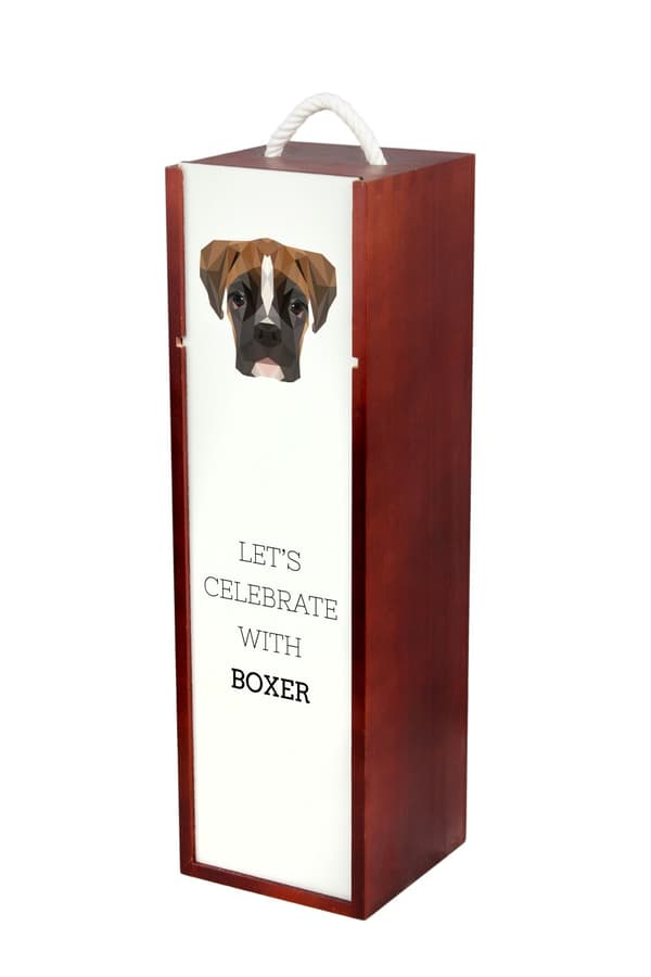 Boxer, Boxer III - en geometrisk låda med ett foto och en inskription för Art-Dog-vin