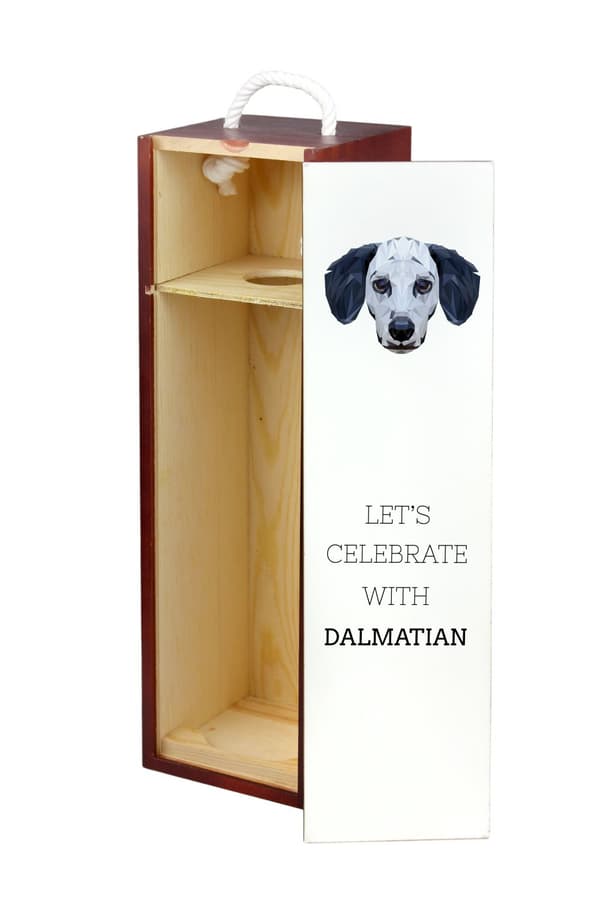 Dalmatian, Dalmatian Pointer - en geometrisk låda med ett foto och en inskription för Art-Dog-vin
