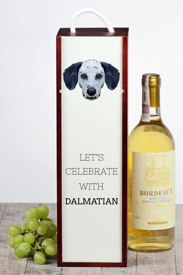 Dalmatian, Dalmatian Pointer - en geometrisk låda med ett foto och en inskription för Art-Dog-vin
