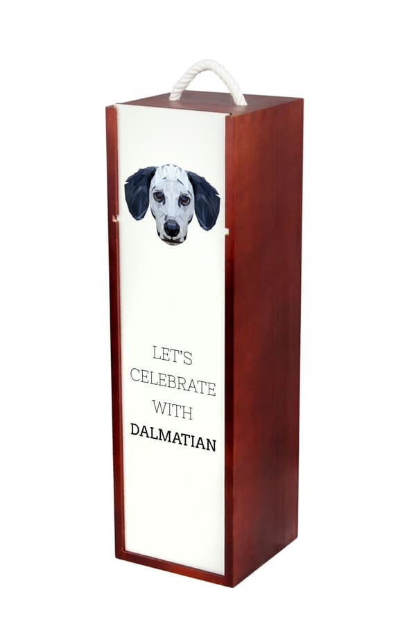 Dalmatian, Dalmatian Pointer - en geometrisk låda med ett foto och en inskription för Art-Dog-vin