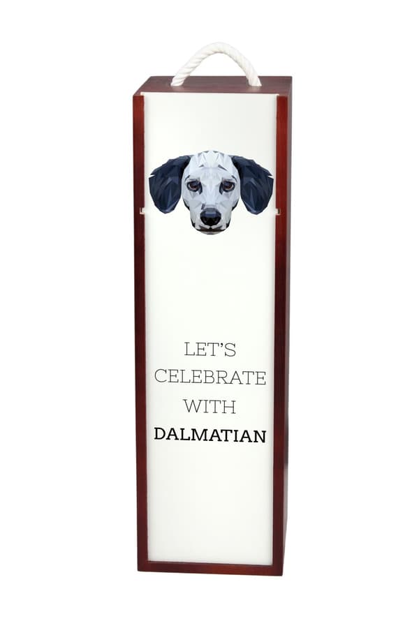 Dalmatian, Dalmatian Pointer - en geometrisk låda med ett foto och en inskription för Art-Dog-vin