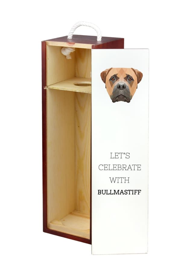 Bullmastiff, Bulmastiff - en geometrisk kasse med et foto og en inskription til Art-Dog vin