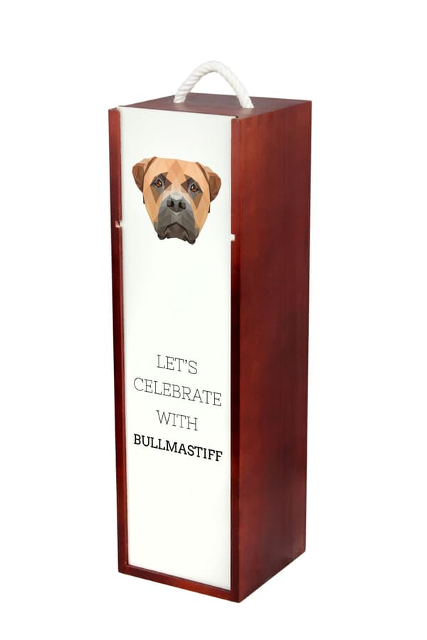 Bullmastiff, Bulmastiff - en geometrisk kasse med et foto og en inskription til Art-Dog vin