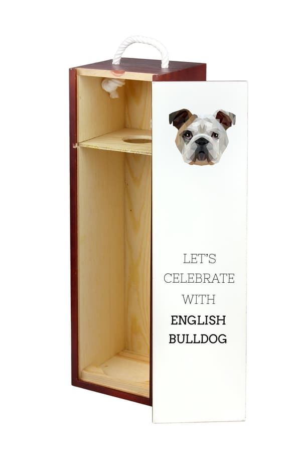 Englanninbulldog, Bulldog - geometrinen laatikko, jossa on valokuva ja kirjoitus Art-Dog-viinille