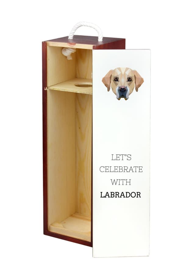 Labrador Retriever - en geometrisk låda med ett foto och en inskription för Art-Dog-vin
