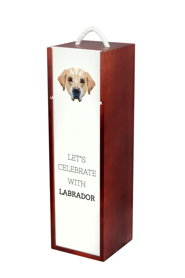 Labrador Retriever - en geometrisk låda med ett foto och en inskription för Art-Dog-vin