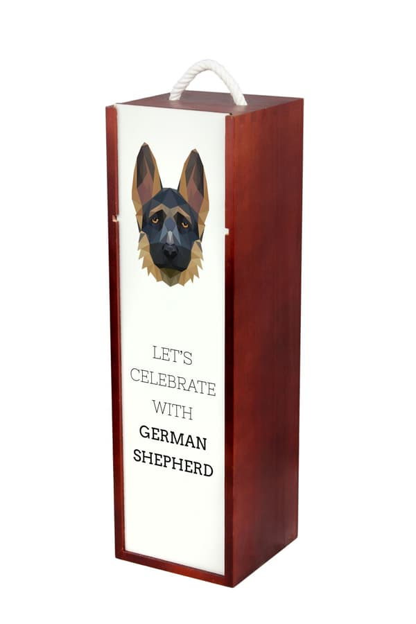 Schæferhund, Alsace I - geometrisk æske med foto og inskription for vin af Art-Dog