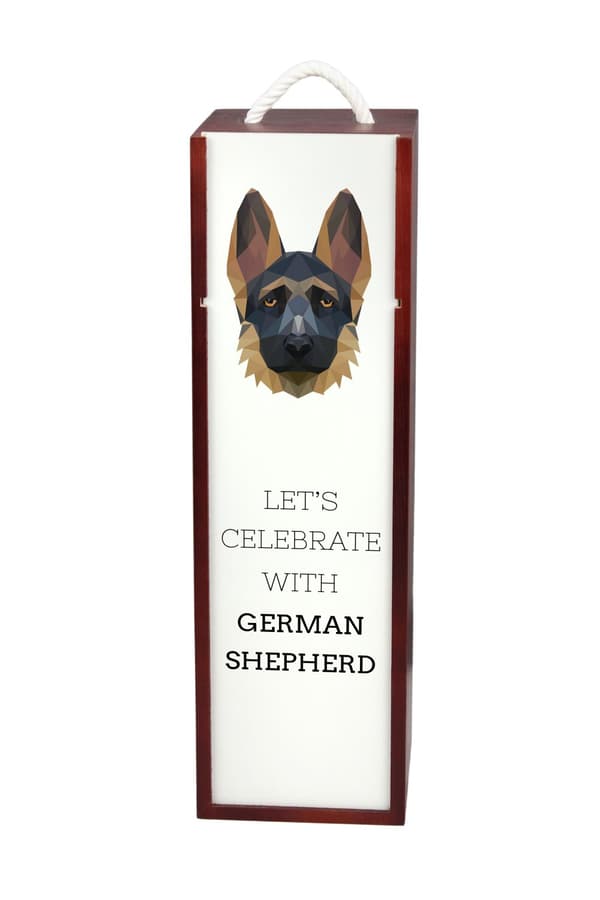 Schæferhund, Alsace I - geometrisk æske med foto og inskription for vin af Art-Dog