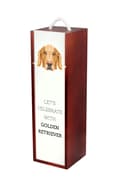 Miniatyrbild 2 av 6: Golden Retriever - en geometrisk låda med ett foto och en inskription för Art-Dog-vin