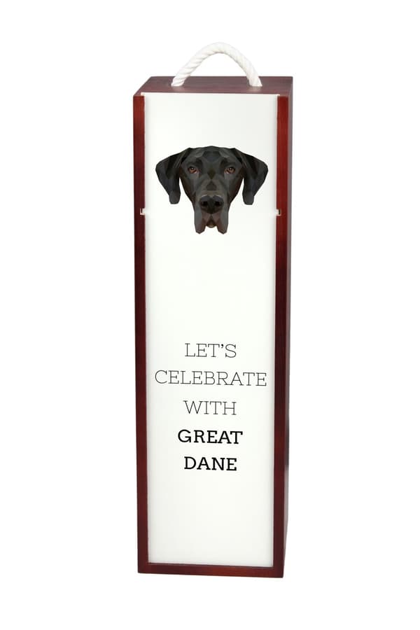 Great Dane I - en geometrisk æske med et foto og en inskription til Art-Dog vin